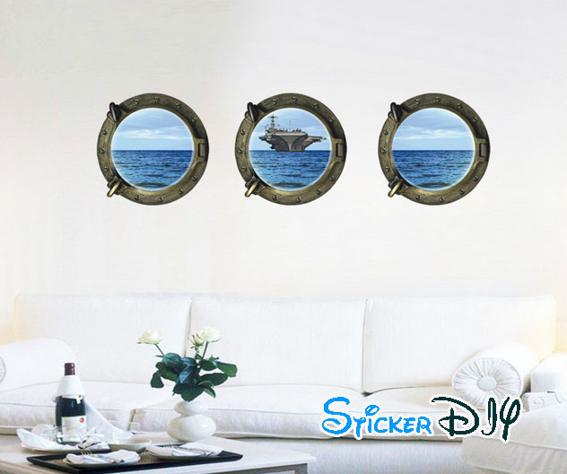 Wall sticker สติ๊กเกอร์ติดผนัง 3D OCEAN สไตล์ A (Freesize)