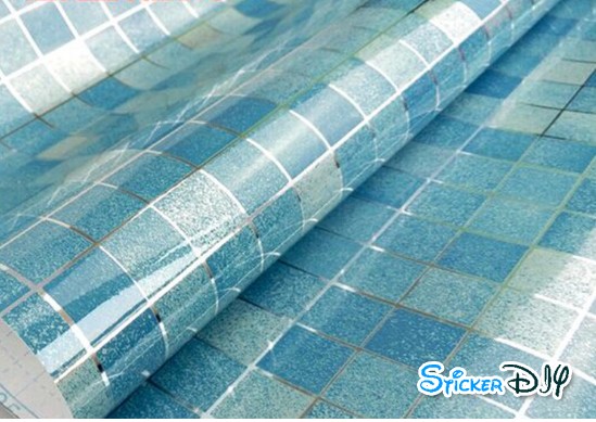 Aluminium foil sticker สติ๊กเกอร์อเนกประสงค์ โมเสคสีฟ้า (หน้ากว้าง 45cm.xยาว 2m.)