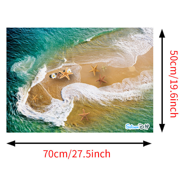 Wall Sticker สติ๊กเกอร์ติดผนังสามมิติ 3D ชายหาด AF5708 (กว้าง70cm.xสูง50cm)