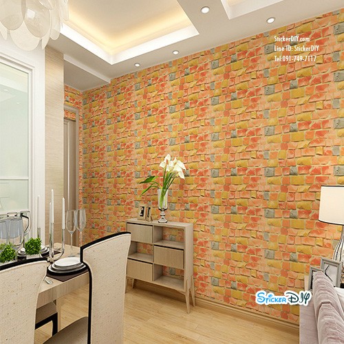 (หน้ากว้าง45cm.xยาว10m.)Wallpaper sticker วอลเปเปอร์แบบกาวในตัว 3D WST013