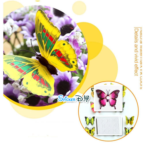 PVC Wall sticker สติ๊กเกอร์ติดผนัง 3D butterfly สไตล์J (กว้างfree.xสูงfree.)