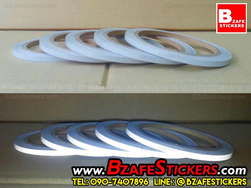 แถบสติ๊กเกอร์สะท้อนแสงติดขอบล้อ 3M สีขาว แถบสะท้อนแสงติดรถ สติ๊กเกอร์แต่งรถ