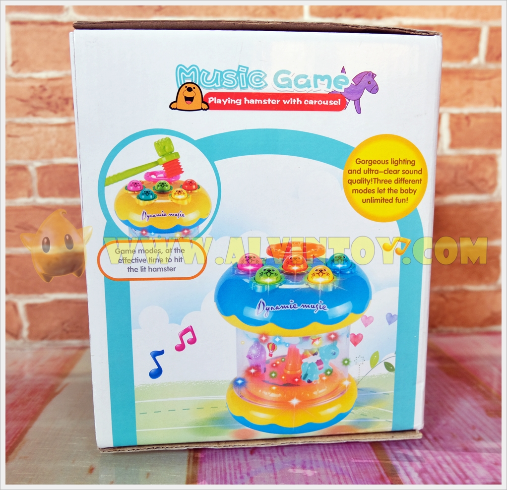 Music Game ของเล่น เกมส์ทุบม้าหมุน ของเล่นเด็กอ่อน มีเสียง มีไฟ