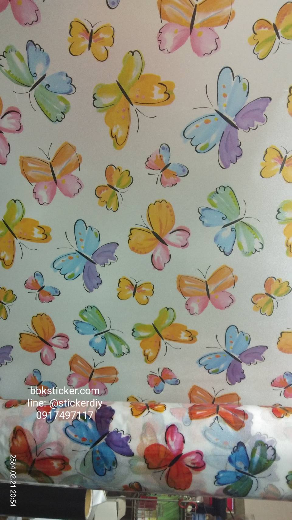 ฟิล์ม PVC สูญญากาศติดกระจก "Colorful Butterfly" GS063 (หน้ากว้าง90cm.) เมตรละ 139 บาท