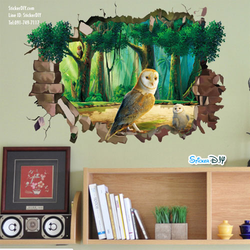 Wall Sticker สติ๊กเกอร์ติดผนัง 3D "OWL" I (กว้าง68cm.xสูง48cm)