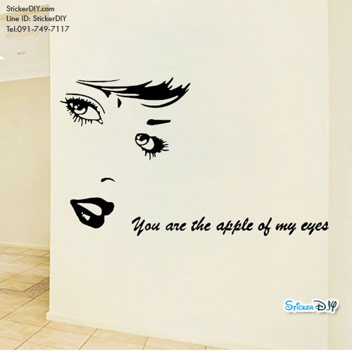 Vinyl wall sticker สติ๊กเกอร์ติดผนัง You are apple the my eyes (กว้าง86cm.xสูง51cm.)