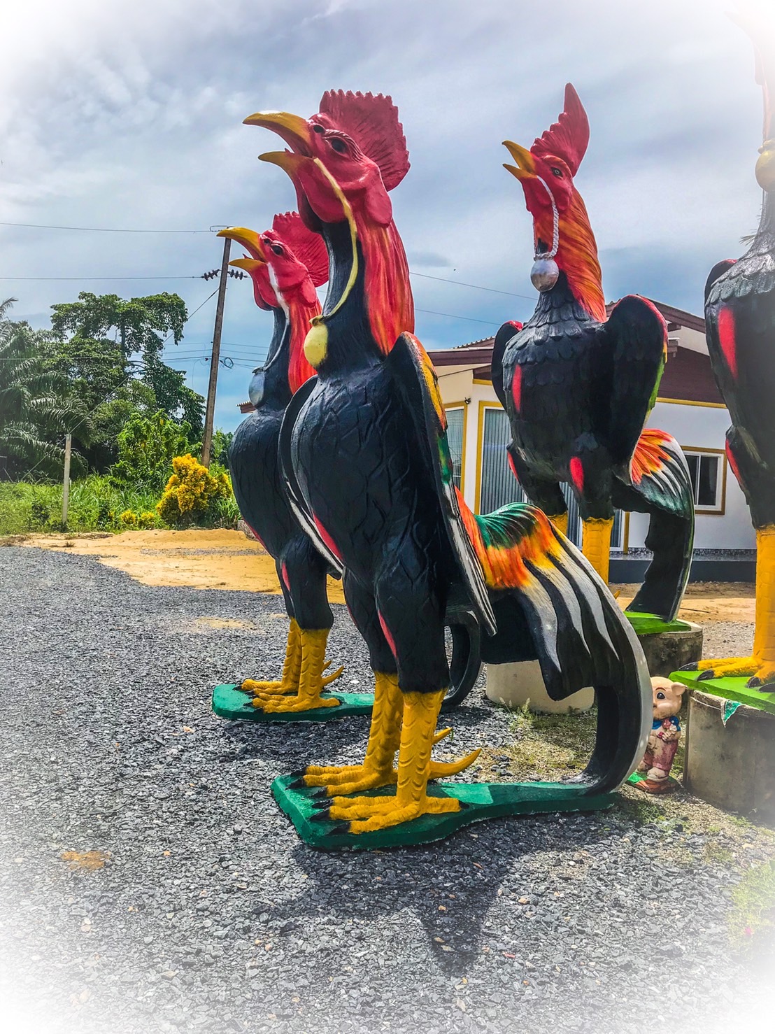 ไก่ปูนปั้นถวายแก้บน-ขอพรตาไข่วัดเจดีย์ ขนาด3.5 เมตร