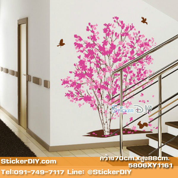Transparent wall sticker สติ๊กเกอร์ติดผนัง ต้นซากุระญี่ปุ่น (กว้าง70cm.xสูง88cm.)