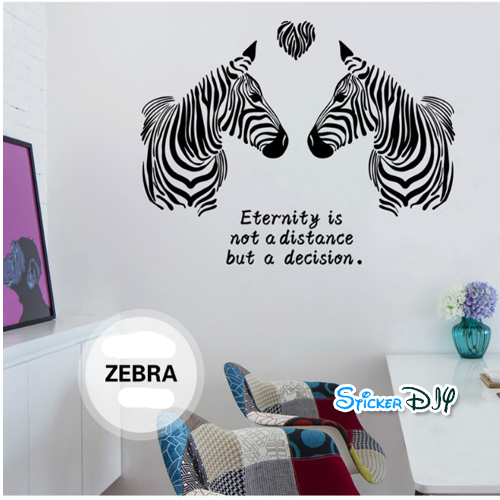 Transparent wall sticker สติ๊กเกอร์ติดผนัง Zebra "Eternity" (กว้าง98cm.xสูง60cm.)