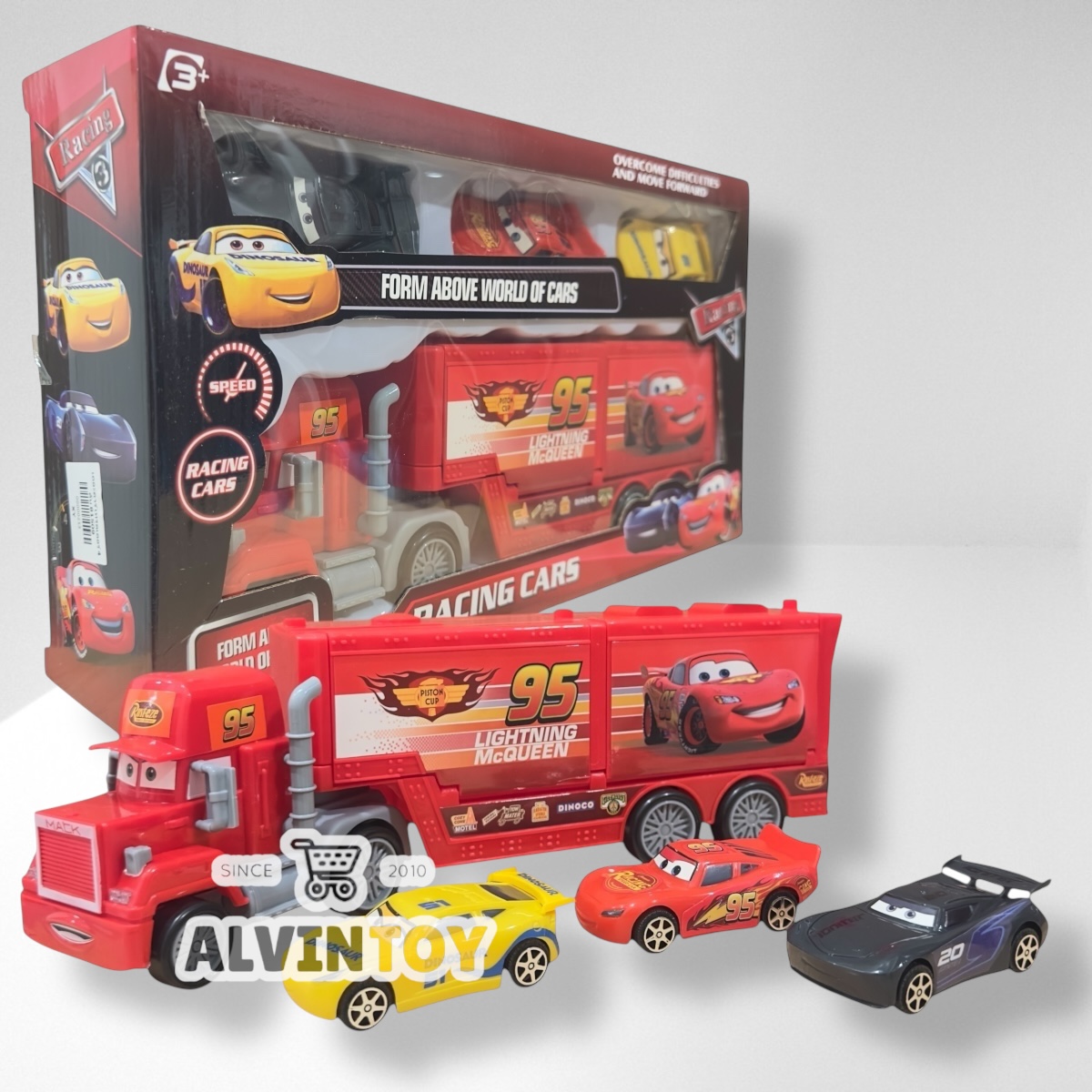 Container Truck Cars 3 - รถแมคควีน รถบรรทุก มีทั้งหมด 4 คัน คันใหญ่ 1 คันเล็ก 3 ผลิตจากวัสดุคุณภาพดี แข็งแรง ทนทาน