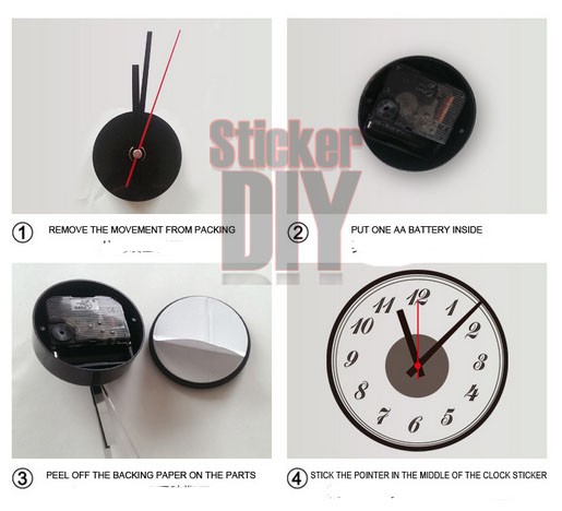 Wall clock sticker สติ๊กเกอร์นาฬิกาติดผนัง Apple vintage (กว้าง50cm.xสูง57cm.)