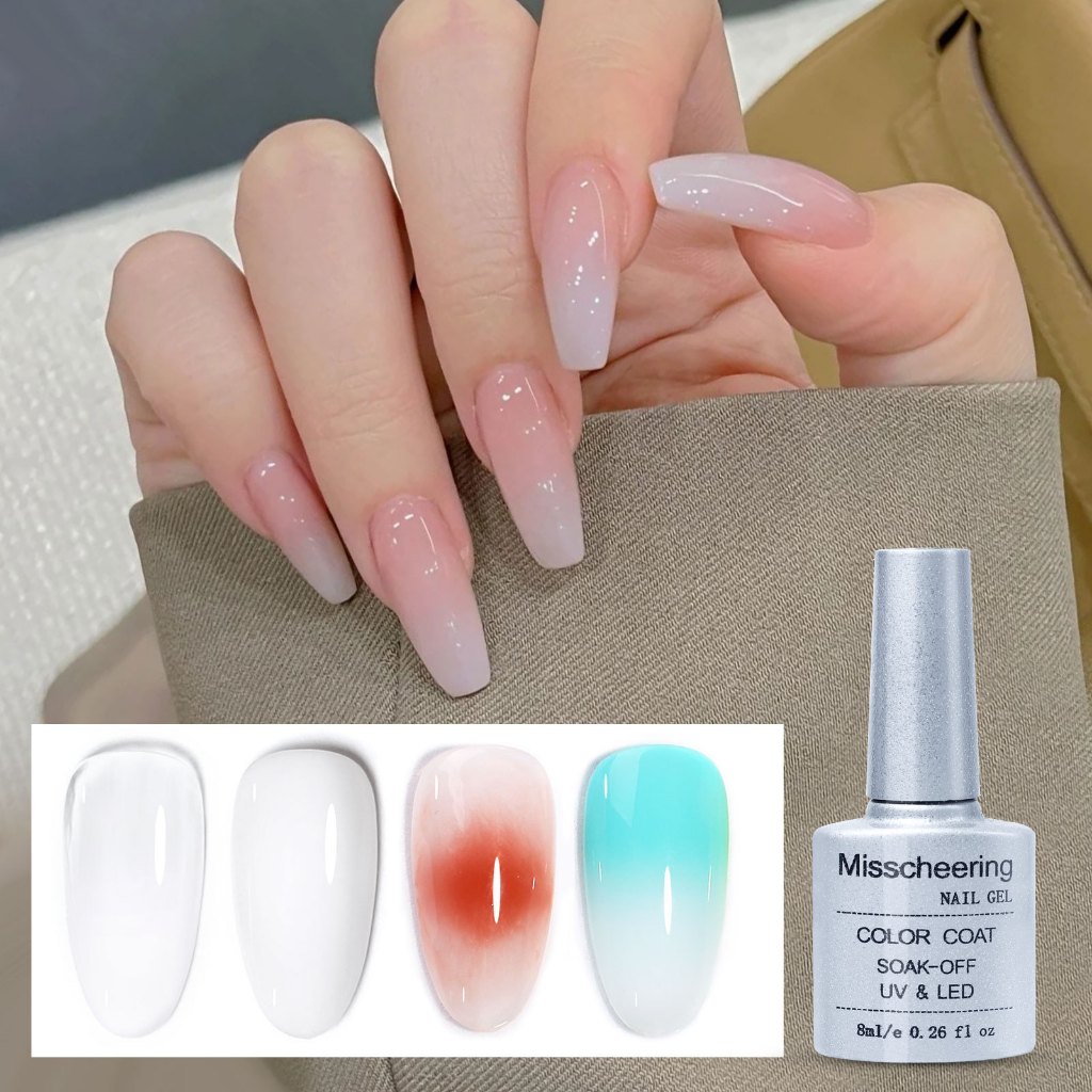 สีทาเล็บสีขาวนวล ไล่สี แบบอบ UV/LED