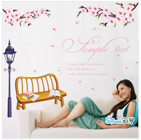 Transparent wall sticker สติ๊กเกอร์ติดผนัง Sample text (กว้าง98cm.xสูง75cm.)