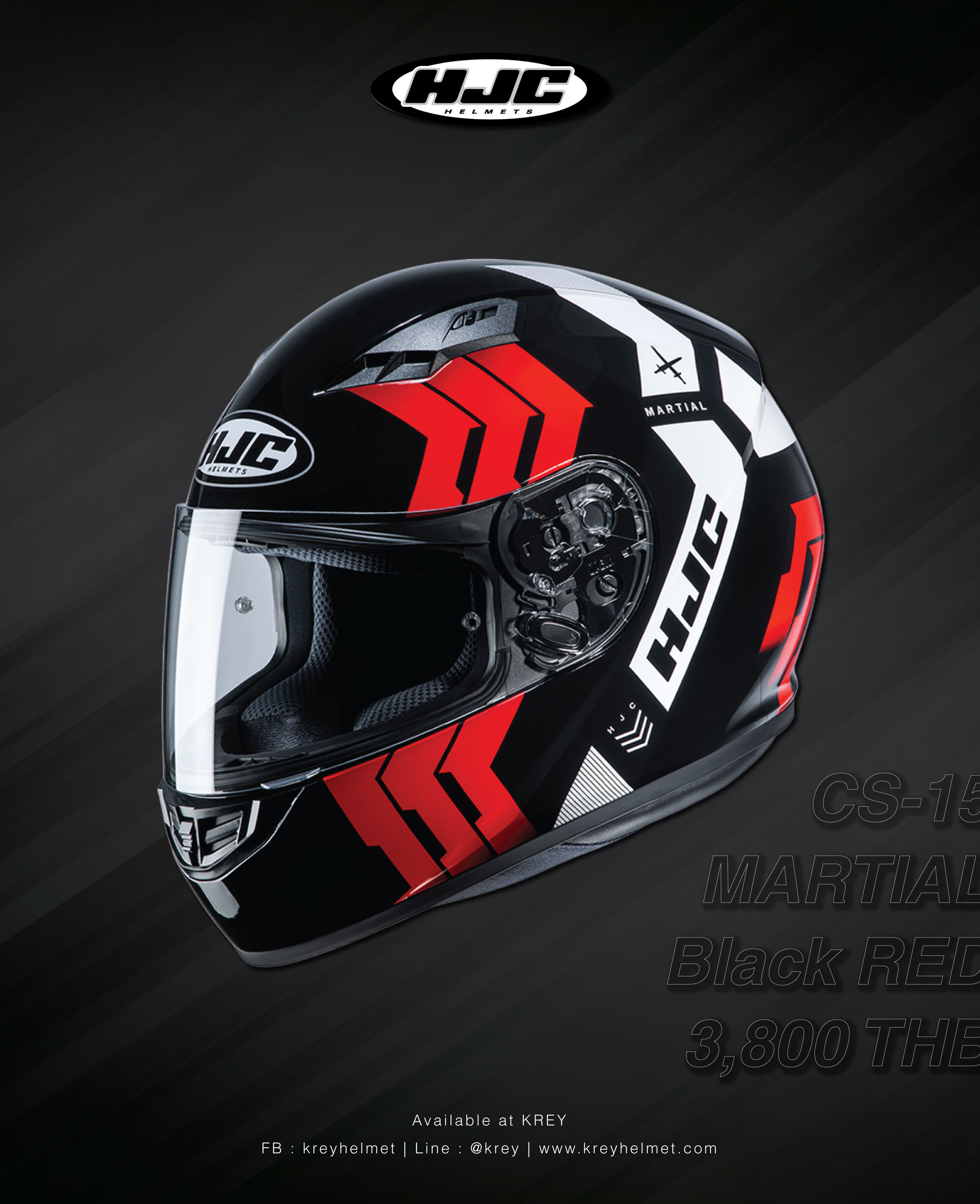 HJC CS-15 MARTIAL BLACK RED