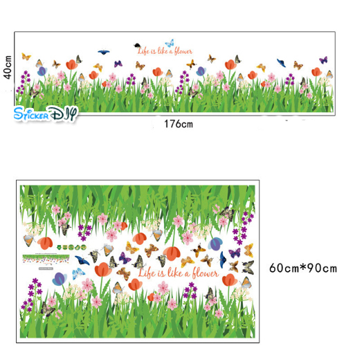 Transparent wall sticker สติ๊กเกอร์ติดผนังแต่งขอบ Life is a like flower (กว้าง176cm.xสูง40cm.)