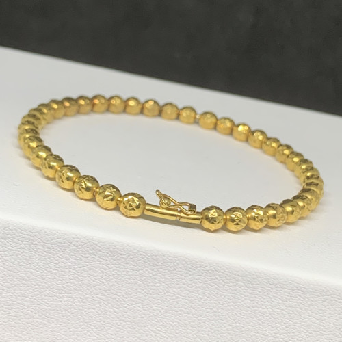 รหัส 65170 กำไล ทอง14K เม็ดกลม ตัดลาย รอบวง ความกว้าง 5.60 ซม. งานสวยมาก นน. 11.62 g