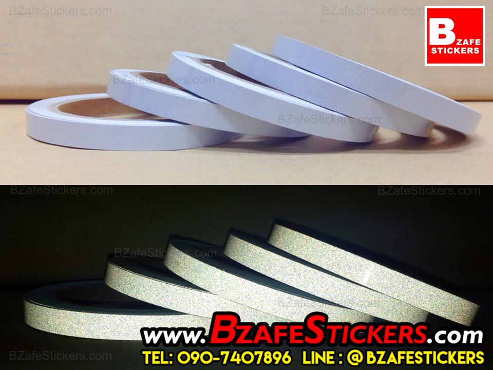 แถบสติ๊กเกอร์สะท้อนแสงติดขอบล้อ 3M สีขาว แถบสะท้อนแสงติดรถ สติ๊กเกอร์แต่งรถ