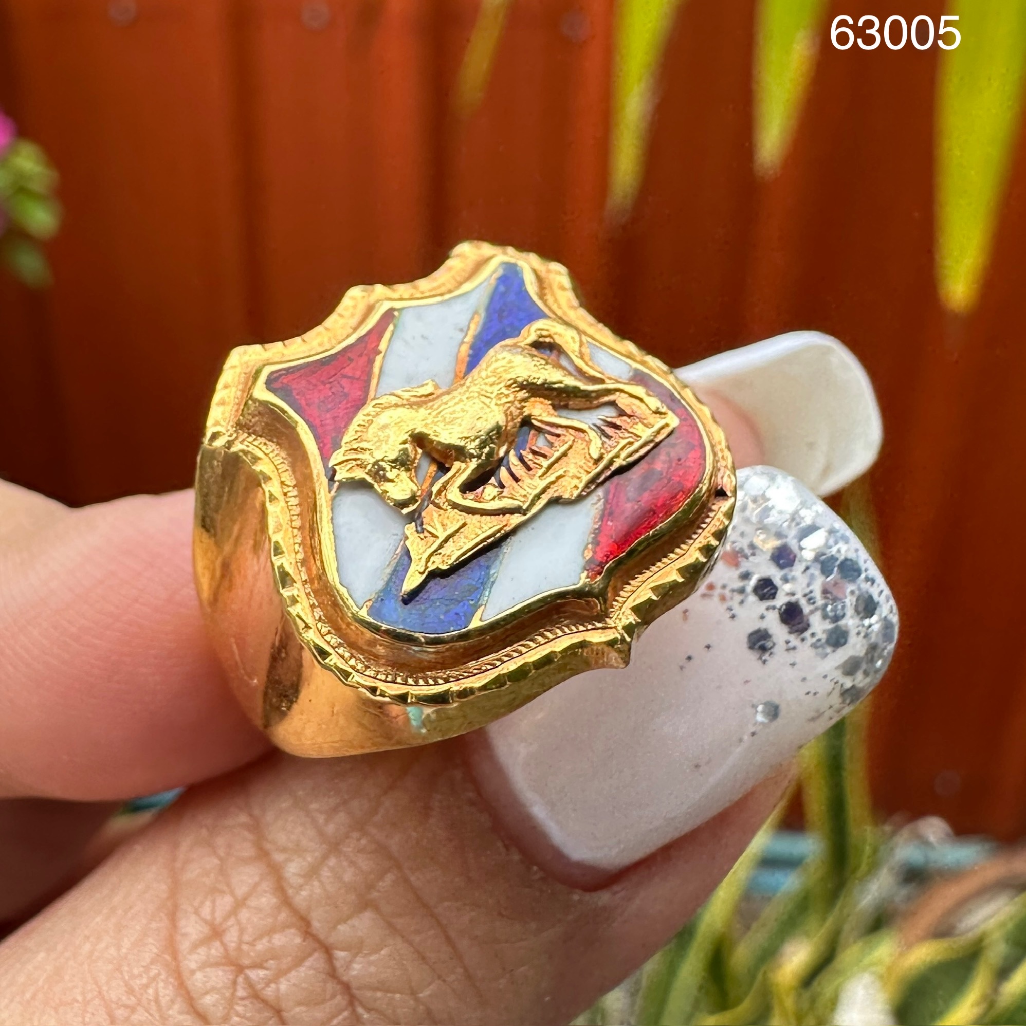 รหัส 63005 แหวน ม้า ปีมะเมีย ทองลงยา ทอง90 ขนาด 60 นน. 6.27 g