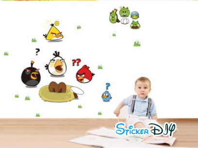 Transparent wall sticker สติ๊กเกอร์ติดผนัง Angry Bird (กว้าง145cm.xสูง115cm.)