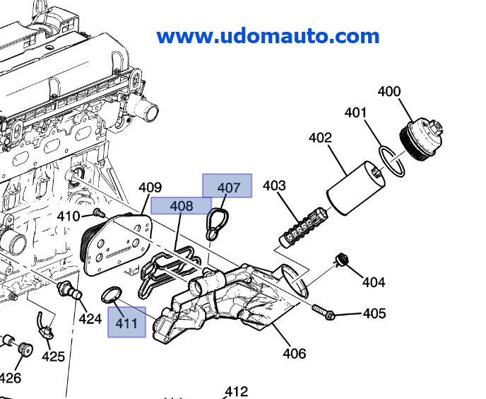 ชุดโอริงฐานกรองน้ำมันเครื่อง CRUZE 1.8L (1ชุด = 3ชิ้น)
