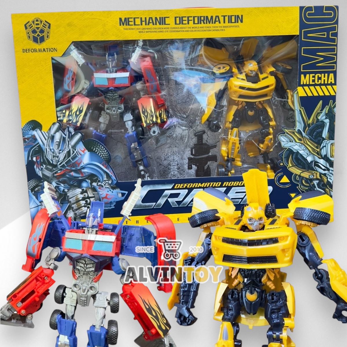 หุ่นยนต์ Transformer ชุด 2 ตัว Optimus Prime Bumblebee ขนาดความสูง 23 ซม.