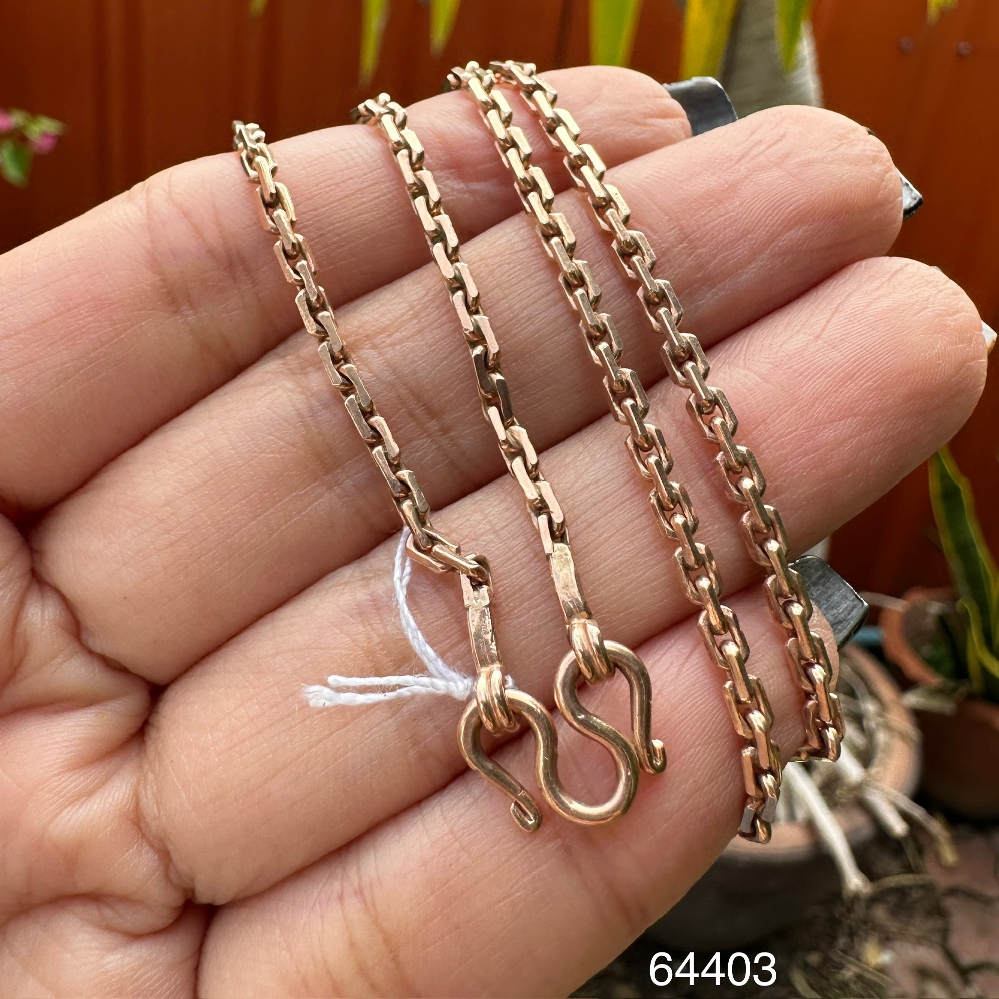 รหัส 64403 สร้อยคอ นาก40 ลายคดกริช รอบเส้น ความยาว 23 นิ้ว สวมหัวได้ นน. 15.00 g