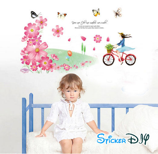 Transparent wall sticker สติ๊กเกอร์ติดผนัง LOVERS (กว้าง100cm.xสูง60cm.)