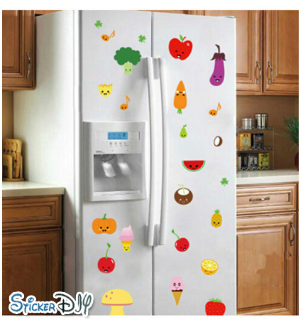 Transparent wall sticker สติ๊กเกอร์ติดผนัง MIX Fruits and vegetables (กว้างFree.xสูงFree.)