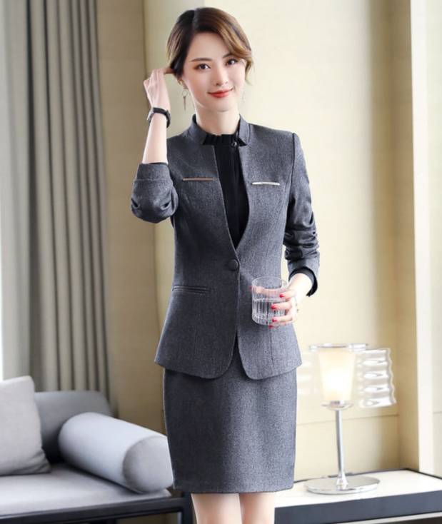 ชุดสูทกระโปรงสีแดง ชุดสูทกางเกงสีแดง สีเทา สีดำ ชุดพนักงานออฟฟิศ ชุดพนักงานต้อนรับโรงแรม