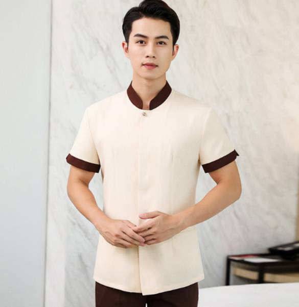 ชุดแม่บ้าน ชุดพนักงานทำความสะอาด ชุดแม่บ้านโรงแรม ชุดแม่บ้านโรงพยาบาล สีครีม สีเทา สีฟ้า