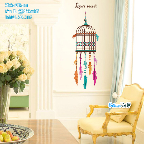 Transparent wall sticker สติ๊กเกอร์ติดผนัง Dreamcatcher กรงนกดักฝัน SK7054 (กว้าง42cm.xสูง133cm.)