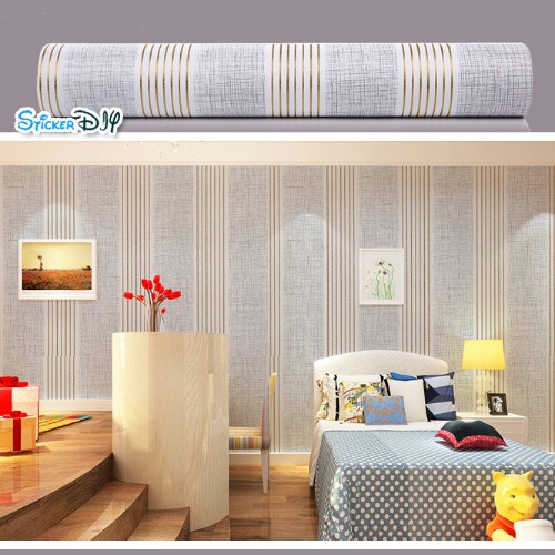 (กว้าง45cm.xยาว10m.)Wallpaper sticker วอลเปเปอร์แบบกาวในตัว Line สไตล์E