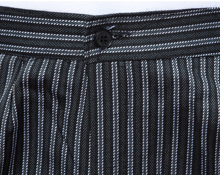 กางเกงทำงานผู้ชาย กางเกงขายาวทรงตรง กางเกงทำงานพนักงานเสิร์ฟในครัว กางเกงขายาวลายทางขาวดำ