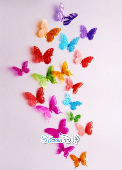 Transparent wall sticker สติ๊กเกอร์ติดผนัง 3D butterfly สไตล์ E (กว้างfree.xสูงfree.)