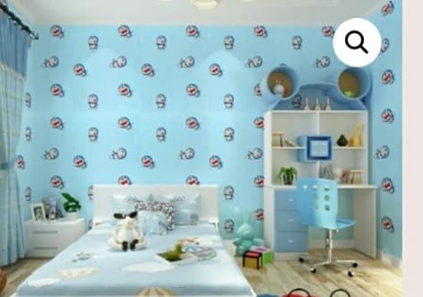 (หน้ากว้าง45cm.xยาว10m.)Wallpaper sticker วอลเปเปอร์แบบกาวในตัว DORAEMON 1A