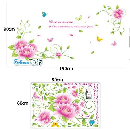 Transparent wall sticker สติ๊กเกอร์ติดผนัง Love is a vine (กว้าง190cm.xสูง90cm.)