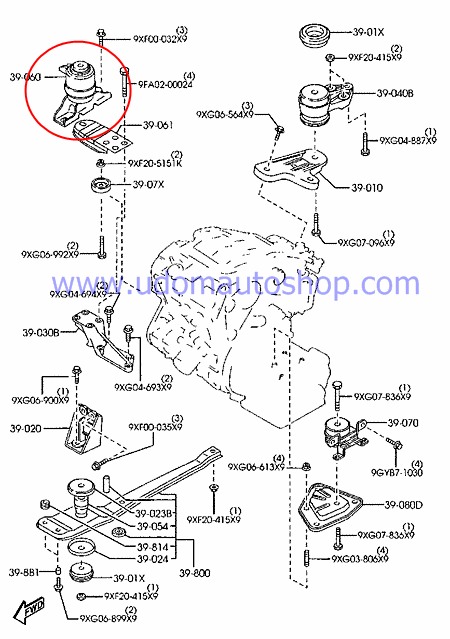 ยางแท่นเครื่อง ด้านขวา ESCAPE V6 , TRIBUTE (รูปจริง) / YL8Z-60-68AA