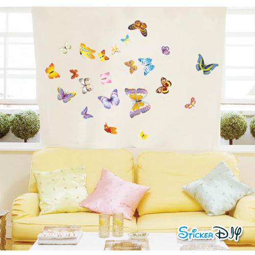 Transparent Wall sticker สติ๊กเกอร์ติดผนัง ผีเสื้อรูปแบบที่3 (กว้าง120cm.xสูง35cm.)