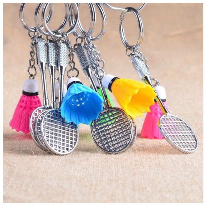 พวงกุญแจ ไม้แบดมินตันลูกขนไก่ แพ็คถุงแก้วพร้อมป้ายชื่อ