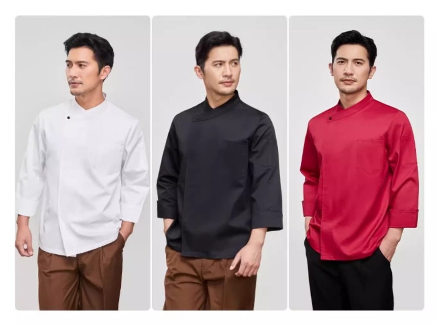 ชุดเชฟผ้าฝ้ายไซส์ใหญ่พิเศษแขนยาว ชุดเชฟครัวโรงแรม เชฟอ้วนพลัส