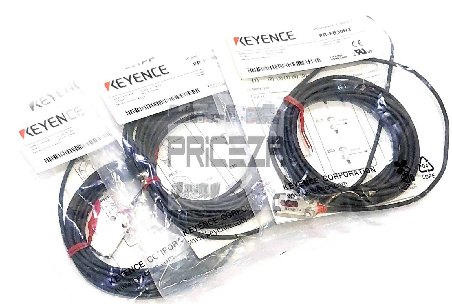 Keyence PR-FB30N3 Photoelectric Sensor ระยะตรวจจับ 1 ถึง 30 mm Input 10-30VDC, 2 Output NPN, Light-ON / Dark-ON สายยาว 3m โฟโตอิเล็กทริคเซนเซอร์ ขนาดเล็กทรงแบน ชนิดแอมพลิฟายเออร์ในตัว