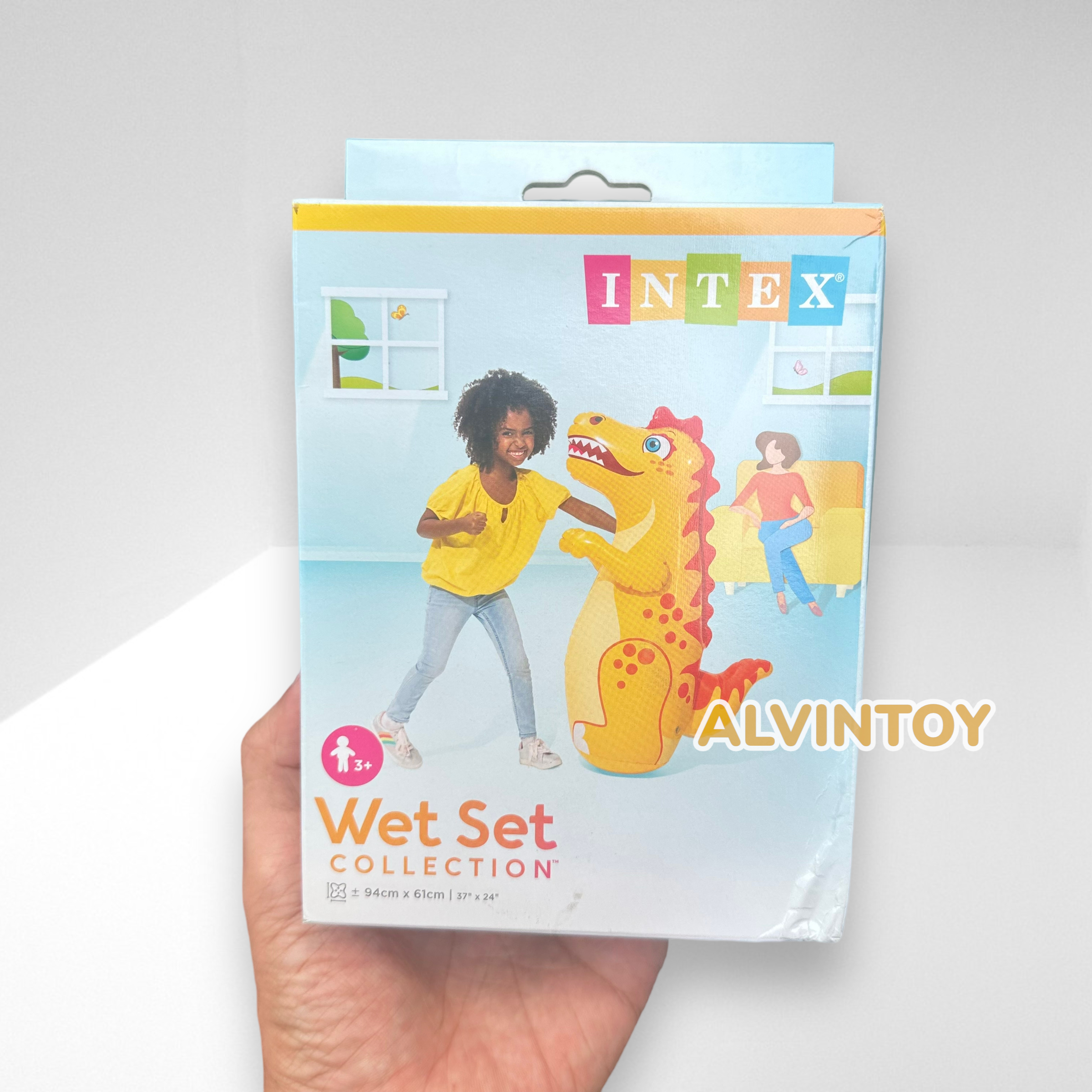 ตุ๊กตาล้มลุกเป่าลม ลายไดโนเสาร์ ขนาดสินค้า 94 x 61 ซม.