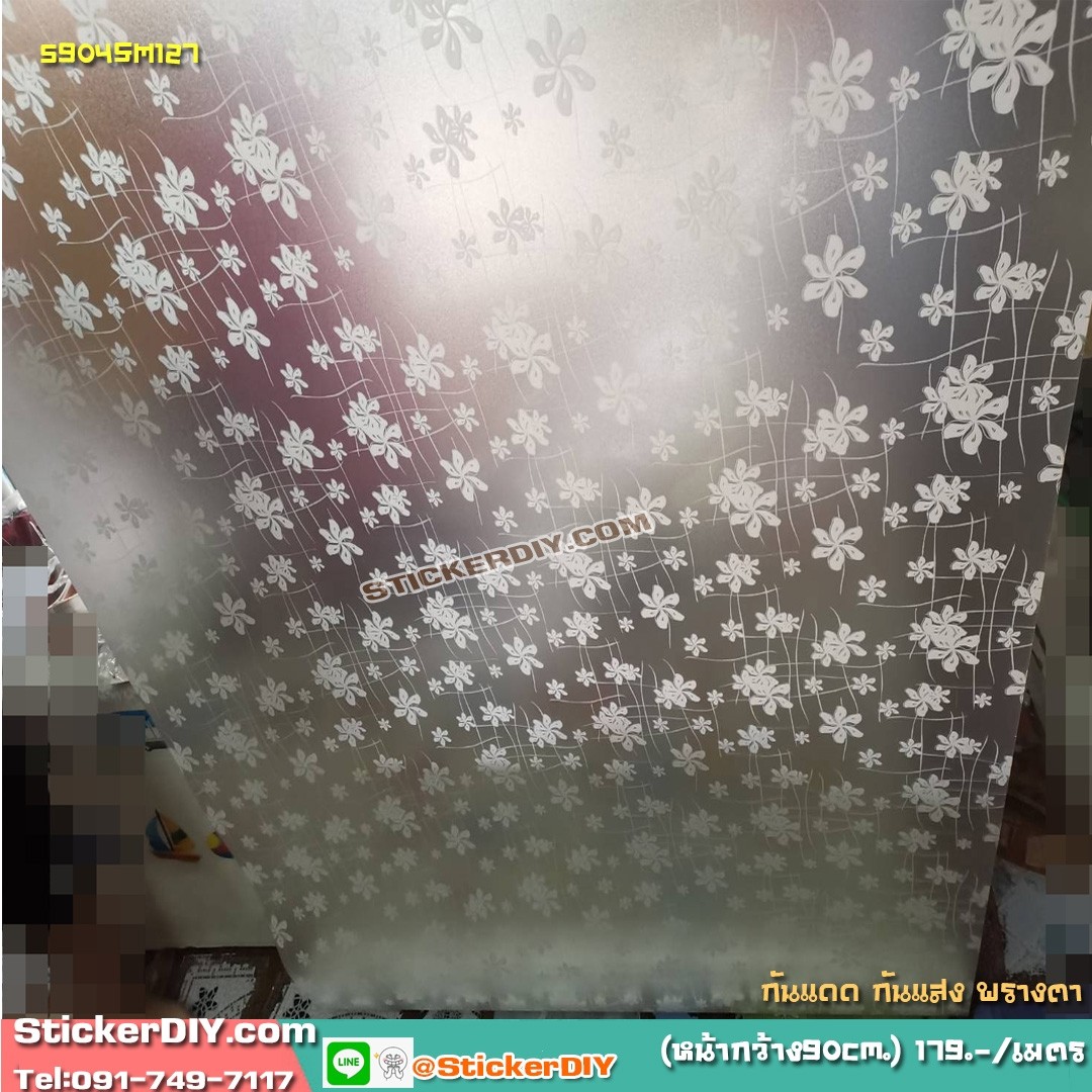 สติ๊กเกอร์ฝ้าติดกระจก แบบมีกาวในตัว Flower GS089 (หน้ากว้าง 90cm) เมตรละ 89 บาท
