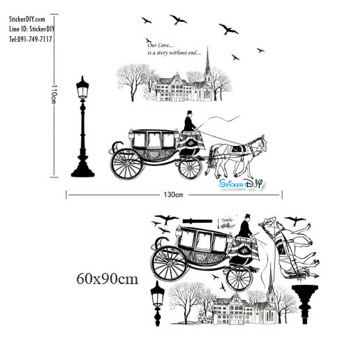 Transparent wall sticker สติ๊กเกอร์ติดผนัง Our love is a story without end (กว้าง130cm.xสูง110cm.)