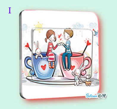 Transparent Wall Sticker สติ๊กเกอร์ติดสวิตช์ไฟ "Couple" I (กว้าง8.7cm.xสูง8.7cm.)