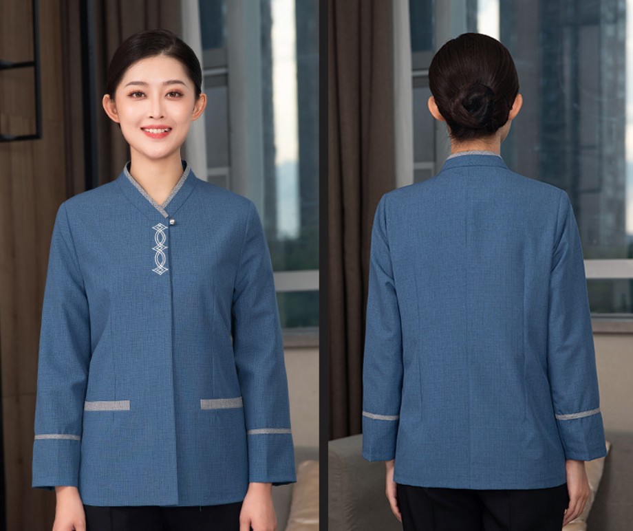 เสื้อแม่บ้านแขนยาว ชุดแม่บ้านทำความสะอาดห้องพัก ชุดแม่บ้านโรงแรม ชุดแม่บ้านโรงพยาบาล