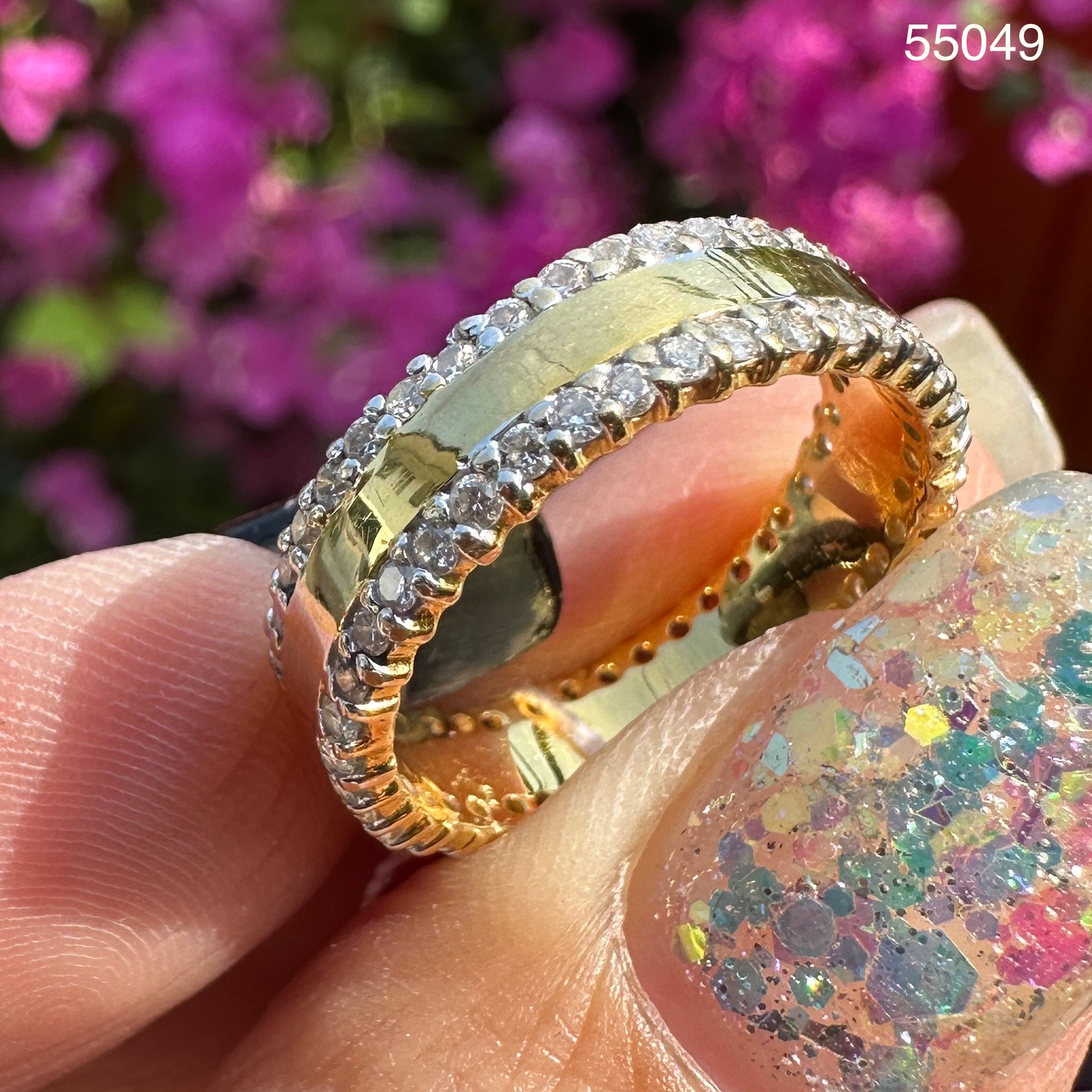 รหัส 55049 แหวน เพชรรอบ 2 แถว เพชร 80 เม็ด 0.80 กะรัต ทอง90 งานสวยมาก นน. 5.03 g