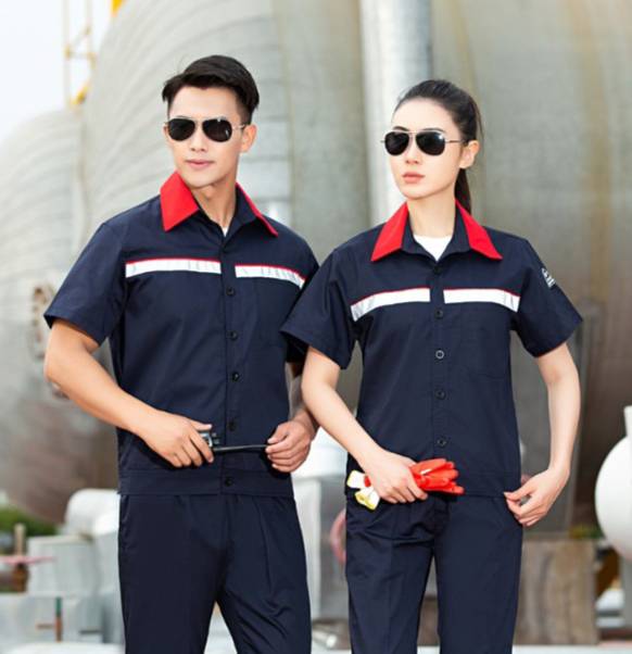 ชุดช่าง ยูนิฟอร์มช่างแขนสั้น สีเหลือง สีแดง สีน้ำเงิน