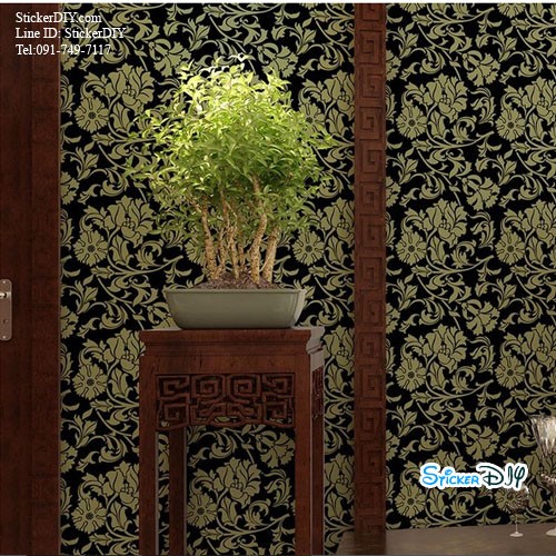 (กว้าง45cm.xยาว10m.)Wallpaper sticker วอลเปเปอร์แบบกาวในตัว Flower สไตล์V