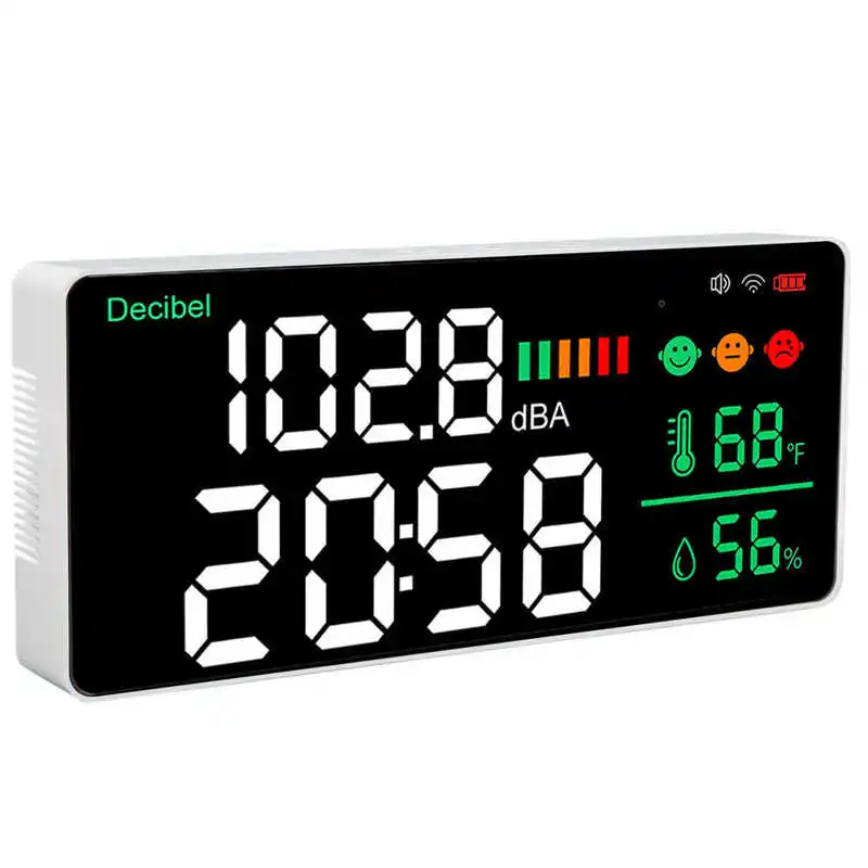 ส่งจากไทย Tuya Decibel Sound Meter WiFi Wall Mounted Noise Detector LED Temperature Humidity Time Display Level Meter
